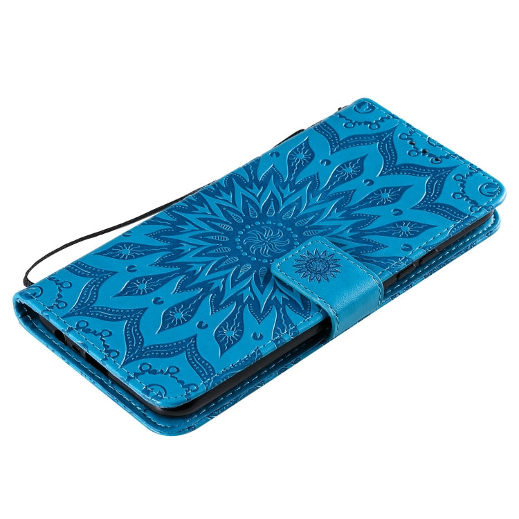For OPPO Realme C20 / C21 Sun Embossing Pattern Horizontal Flip Leather Case with Card Slot & Holder & Wallet & Lanyard(Blue) by buy2fix