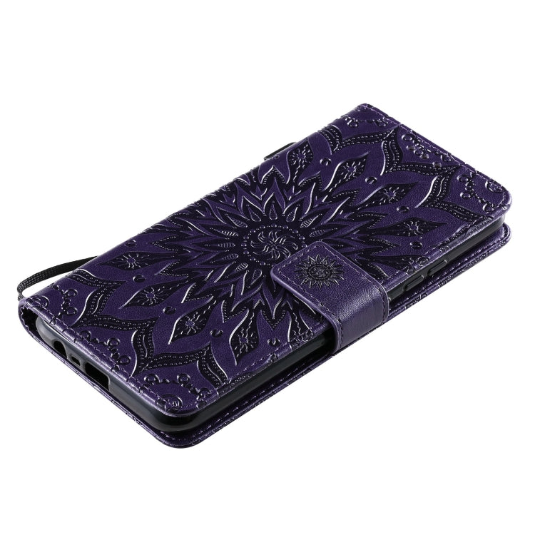 For OPPO Realme C20 / C21 Sun Embossing Pattern Horizontal Flip Leather Case with Card Slot & Holder & Wallet & Lanyard(Purple) by buy2fix