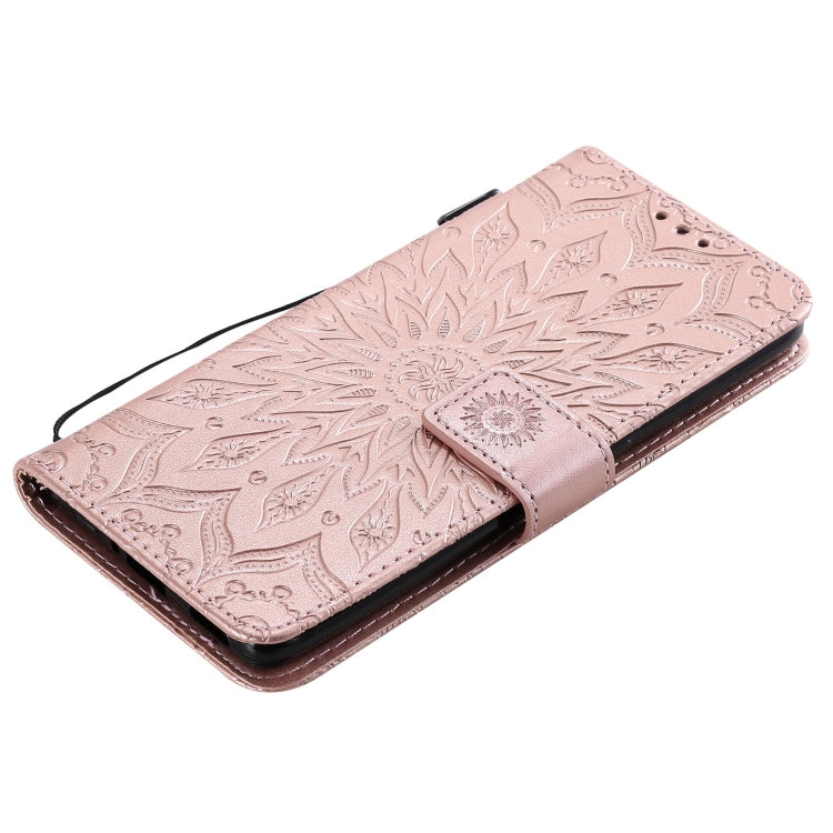 For OPPO Reno6 Pro 5G Sun Embossing Pattern Horizontal Flip Leather Case with Card Slot & Holder & Wallet & Lanyard(Rose Gold) by buy2fix