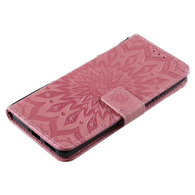 For Huawei P50 Pro Sun Embossing Pattern Horizontal Flip Leather Case with Card Slot & Holder & Wallet & Lanyard(Pink) by buy2fix