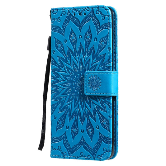 For Huawei P50 Pro Sun Embossing Pattern Horizontal Flip Leather Case with Card Slot & Holder & Wallet & Lanyard(Blue) by buy2fix