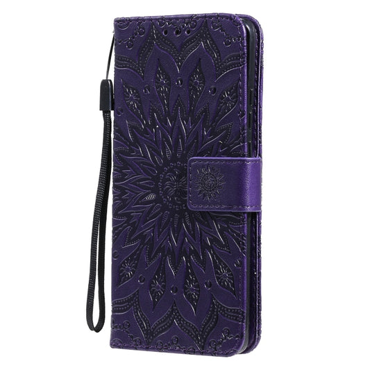 For Huawei P50 Pro Sun Embossing Pattern Horizontal Flip Leather Case with Card Slot & Holder & Wallet & Lanyard(Purple) by buy2fix