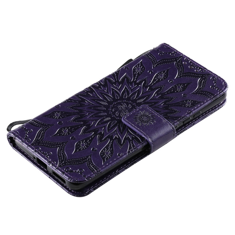 For Huawei P50 Pro Sun Embossing Pattern Horizontal Flip Leather Case with Card Slot & Holder & Wallet & Lanyard(Purple) by buy2fix