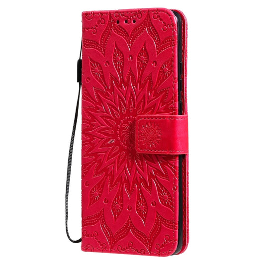 For Huawei P50 Pro Sun Embossing Pattern Horizontal Flip Leather Case with Card Slot & Holder & Wallet & Lanyard(Red) by buy2fix