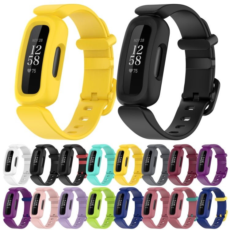 xDfind For Fitbit Ace 3 / Inspire2 Silicone Integrated Watch Band(Dark Blue Yellow Buckle) - Watch Bands by xDfind | Online Shopping UK | buy2fix