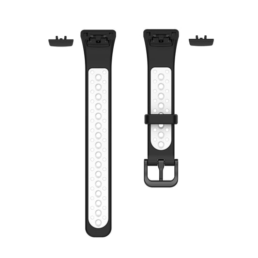 For Huawei Band 6 / Honor Band 6 Universal Two-color Breathable Silicone Watch Band(Black White) by buy2fix