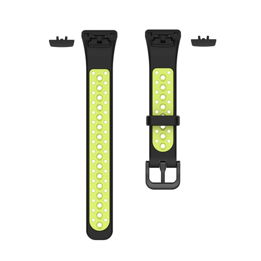 For Huawei Band 6 / Honor Band 6 Universal Two-color Breathable Silicone Watch Band(Black Green) by buy2fix