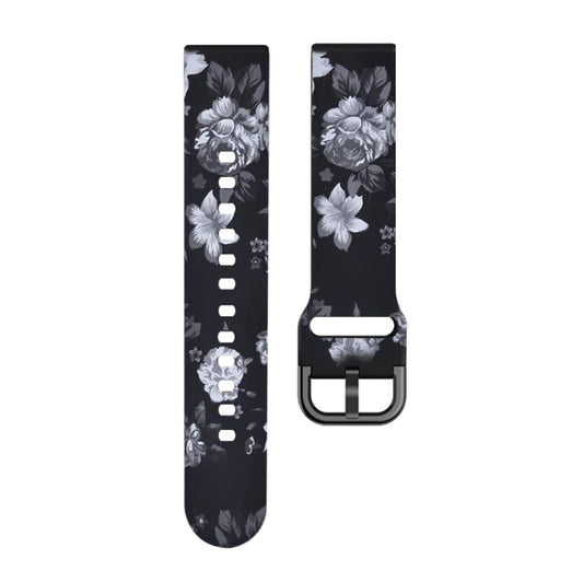 For Samsung Galaxy Watch 46mm Silicone Printing Watch Band(Black Grey Flower) by buy2fix