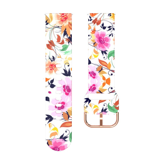 For Samsung Galaxy Watch 46mm Silicone Printing Watch Band(Bird Flower) by buy2fix