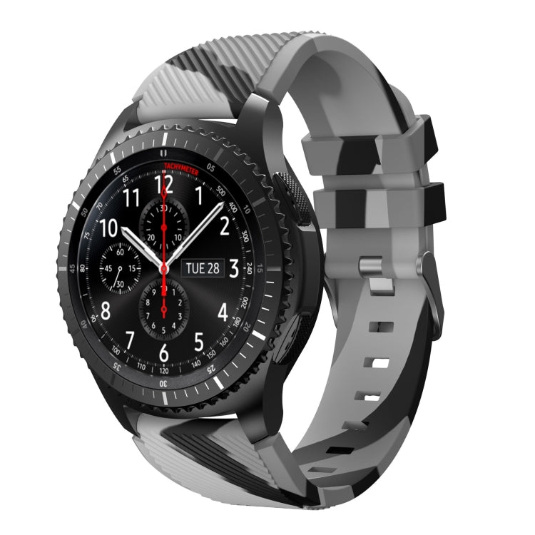 For Samsung Gear S3 Twill Camouflage Silicone Watch Band(Grey) - Watch Bands by buy2fix | Online Shopping UK | buy2fix