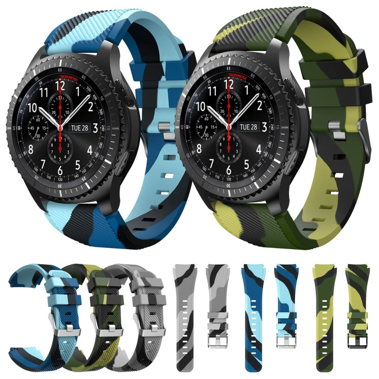 For Samsung Gear S3 Twill Camouflage Silicone Watch Band(Army Green) - Watch Bands by buy2fix | Online Shopping UK | buy2fix