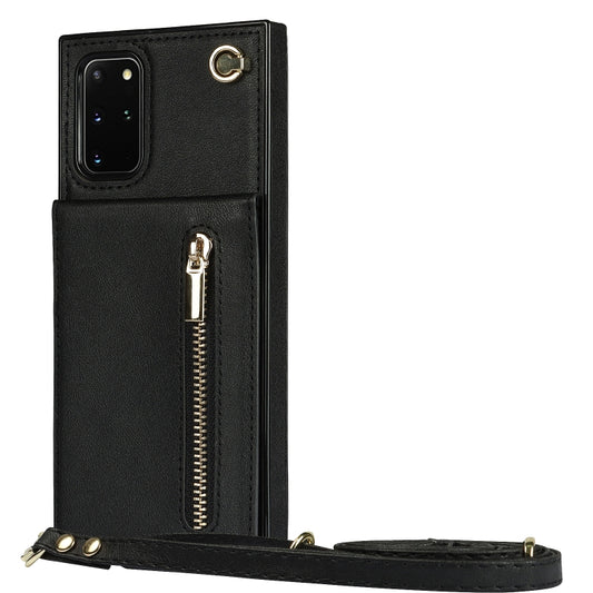For Samsung Galaxy S20+ Cross-body Zipper Square TPU+PU Back Cover Case with Holder & Card Slots & Wallet & Strap(Black) by buy2fix