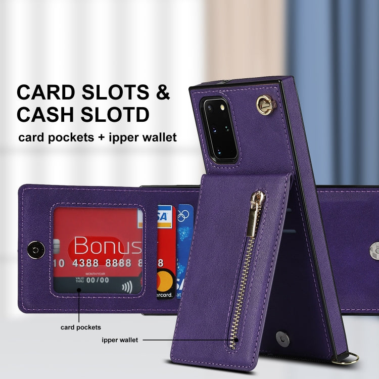 For Samsung Galaxy S20+ Cross-body Zipper Square TPU+PU Back Cover Case with Holder & Card Slots & Wallet & Strap(Purple) by buy2fix