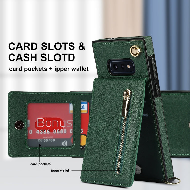 For Samsung Galaxy S10e Cross-body Zipper Square TPU+PU Back Cover Case with Holder & Card Slots & Wallet & Strap(Green) by buy2fix