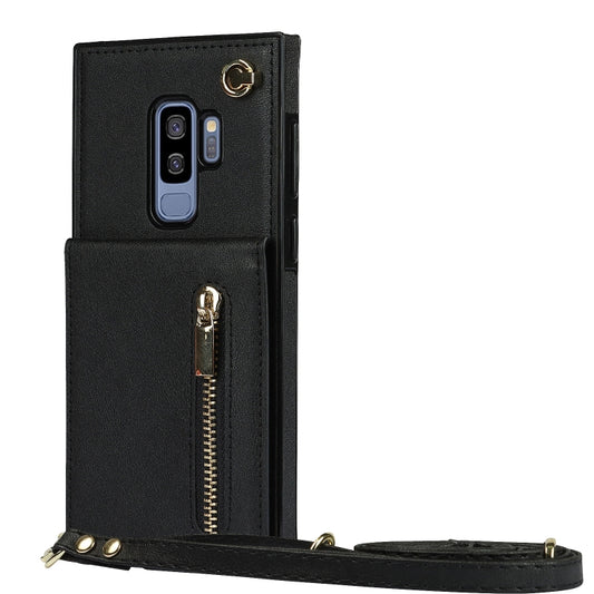For Samsung Galaxy S9 Plus Cross-body Zipper Square TPU+PU Back Cover Case with Holder & Card Slots & Wallet & Strap(Black) by buy2fix