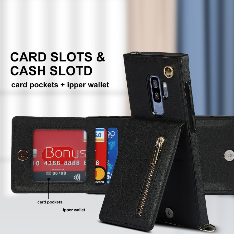 For Samsung Galaxy S9 Plus Cross-body Zipper Square TPU+PU Back Cover Case with Holder & Card Slots & Wallet & Strap(Black) by buy2fix