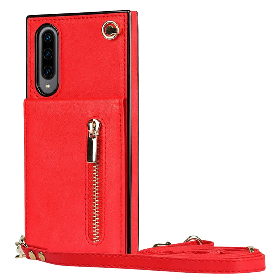 For Samsung Galaxy A90 5G Cross-body Zipper Square TPU+PU Back Cover Case with Holder & Card Slots & Wallet & Strap(Red) by buy2fix