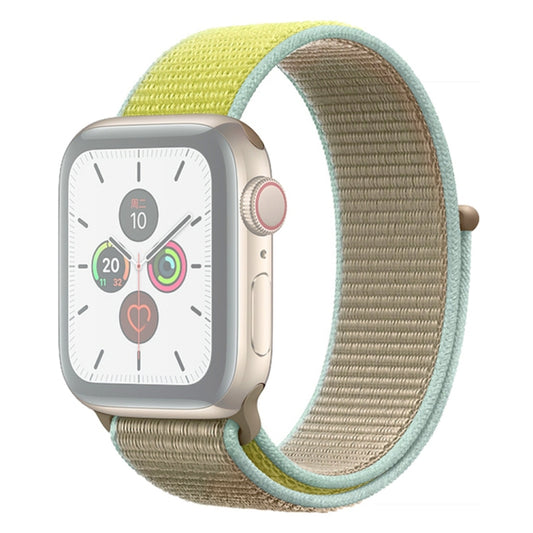 For Apple Watch Series 9&8&7 41mm / SE 3&SE 2&6&SE&5&4 40mm / 3&2&1 38mm Color Matching Nylon Watch Band(Green + Baby Blue) by buy2fix