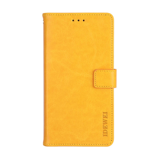 For Alcatel 1 2021 idewei Crazy Horse Texture Horizontal Flip Leather Case with Holder & Card Slots & Wallet(Yellow) by idewei