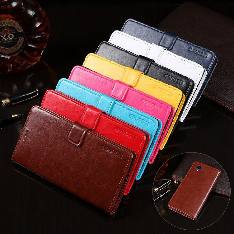 For Alcatel 1 2021 idewei Crazy Horse Texture Horizontal Flip Leather Case with Holder & Card Slots & Wallet(Blue) by idewei