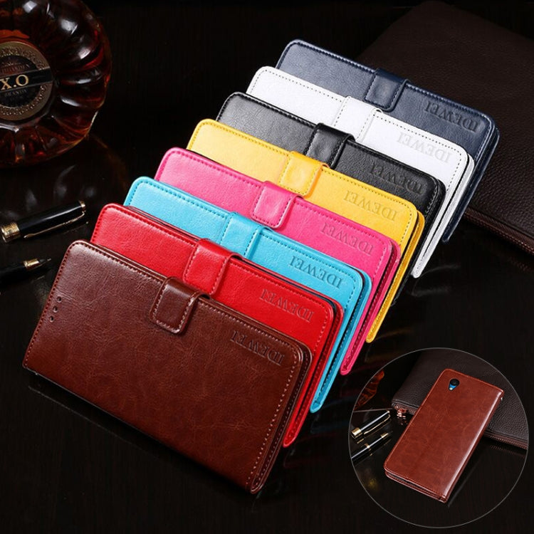 For Alcatel 1 2021 idewei Crazy Horse Texture Horizontal Flip Leather Case with Holder & Card Slots & Wallet(Sky Blue) by idewei