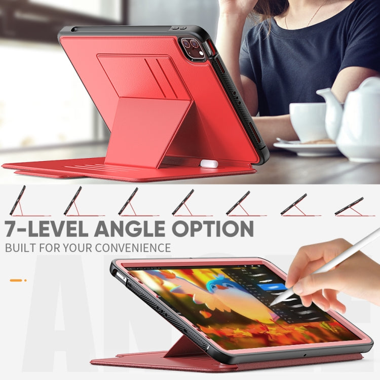 For iPad Pro 11 2022 / 2021 Smart B Magnetic Horizontal Flip Leather Tablet Case with 7-speed Bracket & Card Slots & Pen Slot & Sleep / Wake-up Function(Red) - iPad Pro 11 (2022/2021) Cases by buy2fix | Online Shopping UK | buy2fix