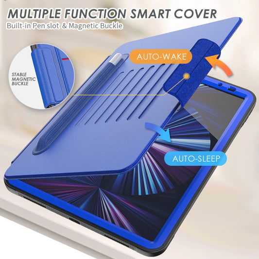 For iPad Pro 11 2022 / 2021 Smart B Magnetic Horizontal Flip Leather Tablet Case with 7-speed Bracket & Card Slots & Pen Slot & Sleep / Wake-up Function(Blue) - iPad Pro 11 (2022/2021) Cases by buy2fix | Online Shopping UK | buy2fix