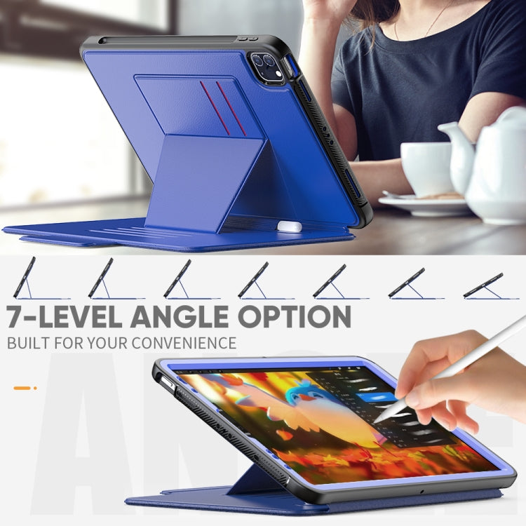 For iPad Pro 11 2022 / 2021 Smart B Magnetic Horizontal Flip Leather Tablet Case with 7-speed Bracket & Card Slots & Pen Slot & Sleep / Wake-up Function(Blue) - iPad Pro 11 (2022/2021) Cases by buy2fix | Online Shopping UK | buy2fix