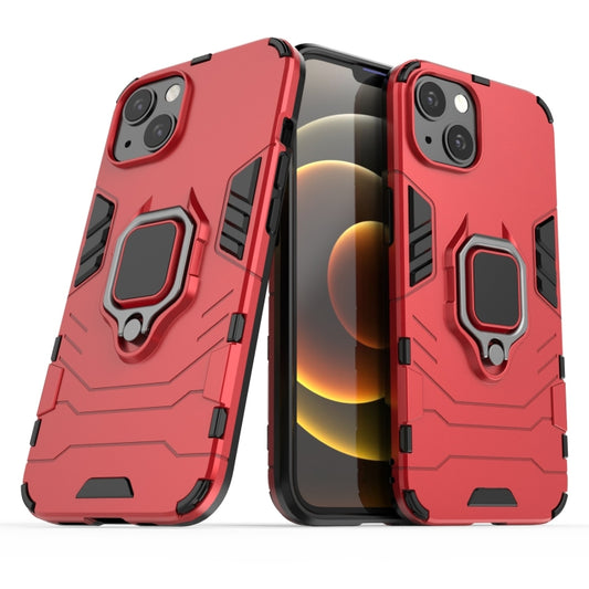 For iPhone 13 Shockproof PC + TPU Protective Case with Magnetic Ring Holder(Red) by buy2fix