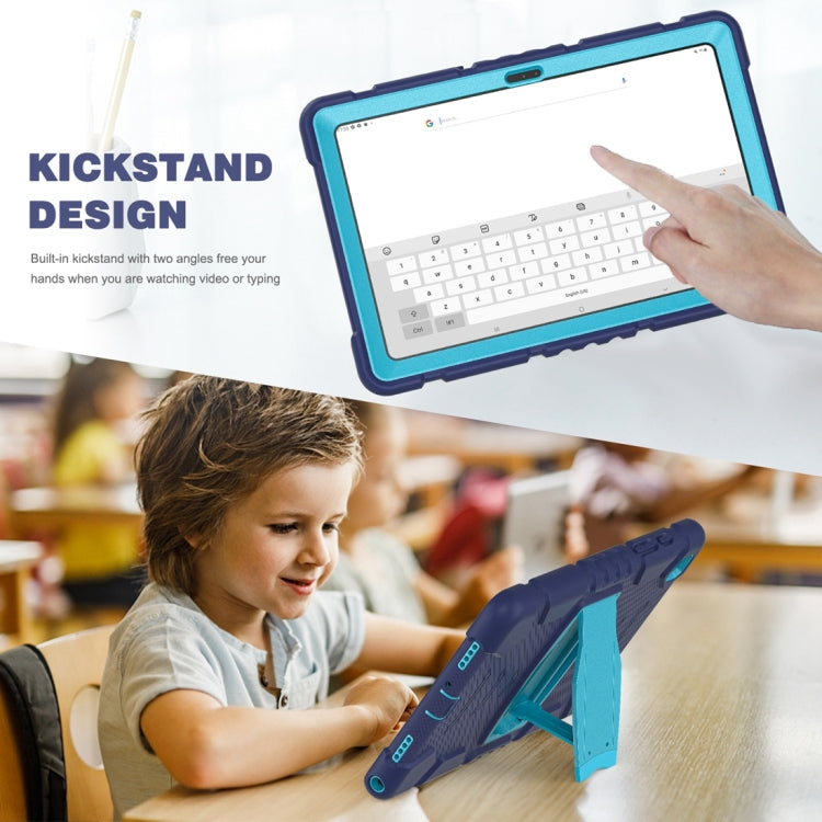 For Samsung Galaxy Tab A7 T500 3-Layer Protection Screen Frame + PC + Silicone Shockproof Combination Case with Holder(NavyBlue+Blue) - Other Galaxy Tab PC by buy2fix | Online Shopping UK | buy2fix