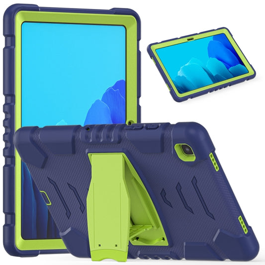 For Samsung Galaxy Tab A7 T500 3-Layer Protection Screen Frame + PC + Silicone Shockproof Combination Case with Holder(NavyBlue+Lime) by buy2fix