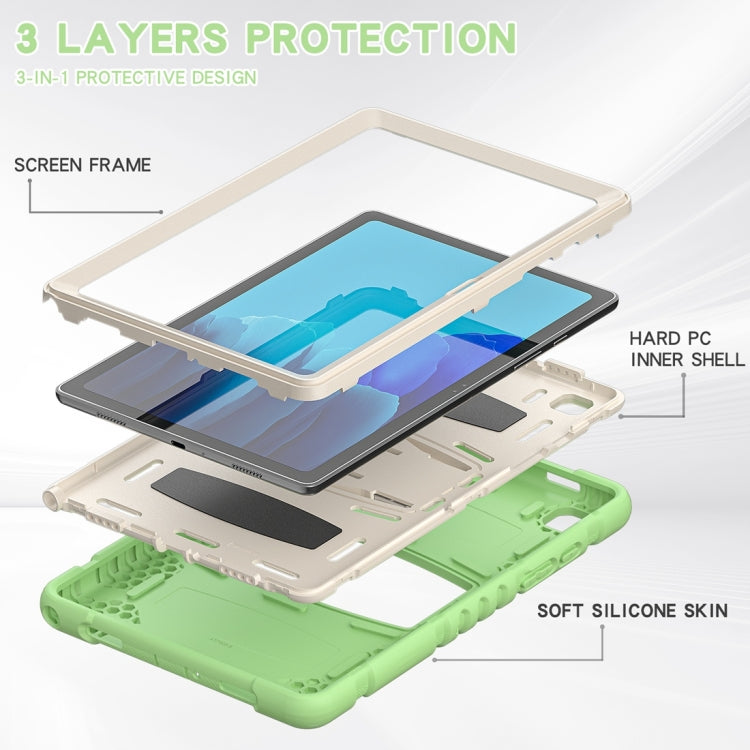 For Samsung Galaxy Tab A7 T500 3-Layer Protection Screen Frame + PC + Silicone Shockproof Combination Case with Holder(Matcha Green) - Other Galaxy Tab PC by buy2fix | Online Shopping UK | buy2fix