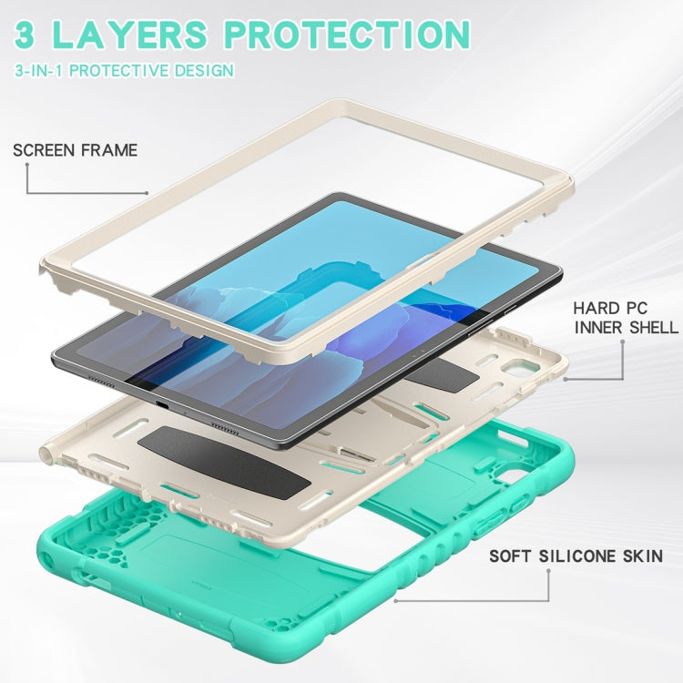 For Samsung Galaxy Tab A7 T500 3-Layer Protection Screen Frame + PC + Silicone Shockproof Combination Case with Holder(Mint Green) - Other Galaxy Tab PC by buy2fix | Online Shopping UK | buy2fix