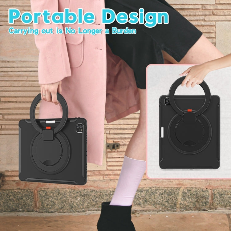 For iPad Pro 12.9 2022 / 2021 Shockproof TPU + PC Protective Tablet Case with 360 Degree Rotation Foldable Handle Grip Holder & Pen Slot(Black) by buy2fix
