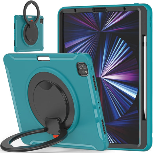For iPad Pro 12.9 2022 / 2021 Shockproof TPU + PC Protective Tablet Case with 360 Degree Rotation Foldable Handle Grip Holder & Pen Slot(Blue) - iPad Pro 12.9 (2022/2021) Cases by buy2fix | Online Shopping UK | buy2fix