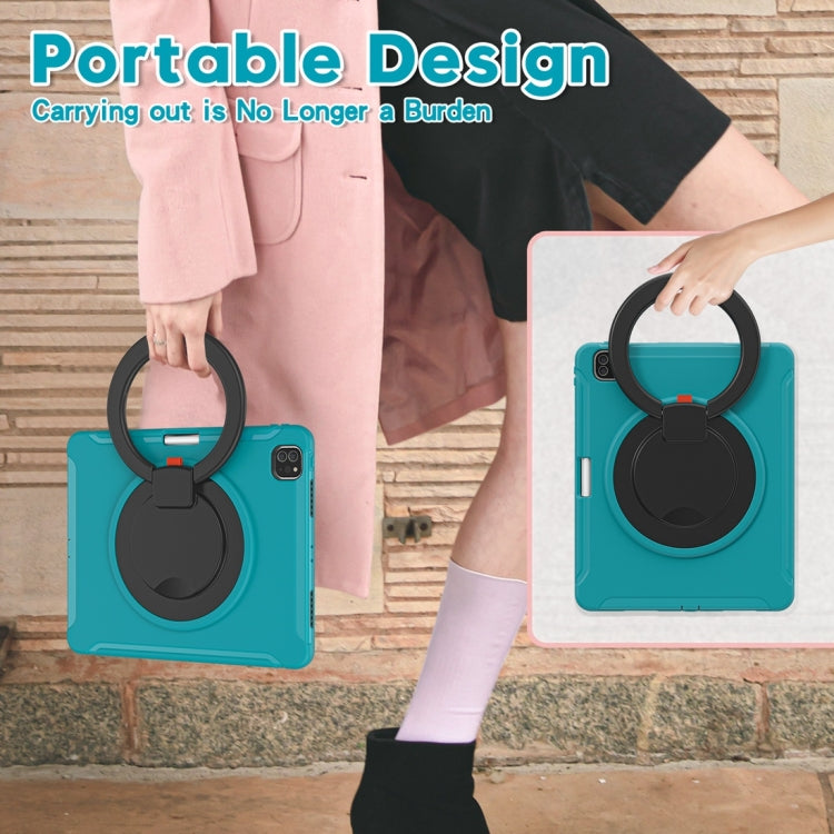 For iPad Pro 12.9 2022 / 2021 Shockproof TPU + PC Protective Tablet Case with 360 Degree Rotation Foldable Handle Grip Holder & Pen Slot(Blue) - iPad Pro 12.9 (2022/2021) Cases by buy2fix | Online Shopping UK | buy2fix