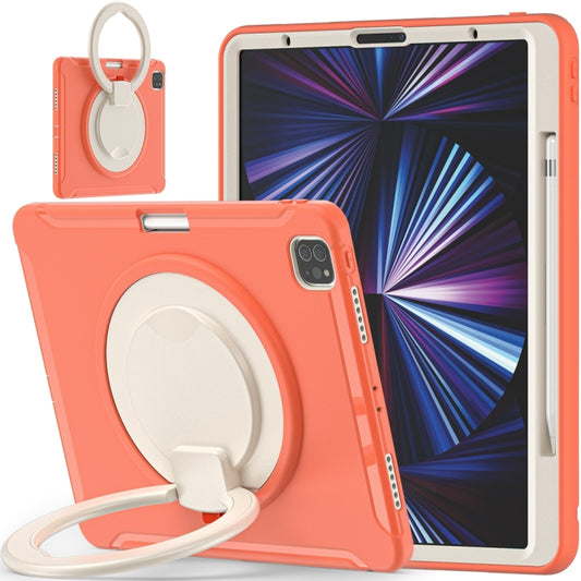 For iPad Pro 12.9 2022 / 2021 Shockproof TPU + PC Protective Tablet Case with 360 Degree Rotation Foldable Handle Grip Holder & Pen Slot(Living Coral) - iPad Pro 12.9 (2022/2021) Cases by buy2fix | Online Shopping UK | buy2fix