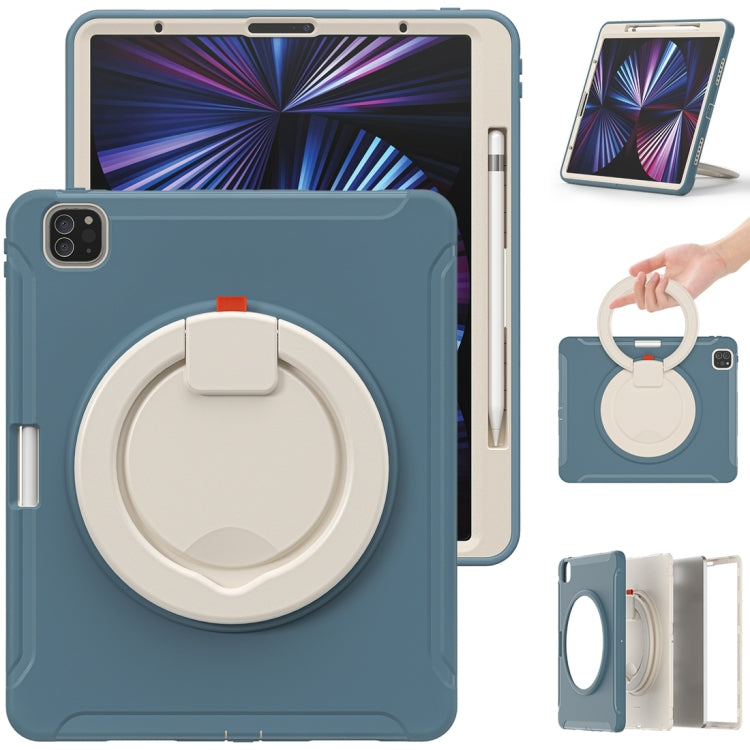 For iPad Pro 12.9 2022 / 2021 Shockproof TPU + PC Protective Tablet Case with 360 Degree Rotation Foldable Handle Grip Holder & Pen Slot(Cornflower Blue) - iPad Pro 12.9 (2022/2021) Cases by buy2fix | Online Shopping UK | buy2fix