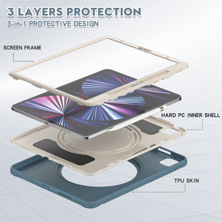 For iPad Pro 12.9 2022 / 2021 Shockproof TPU + PC Protective Tablet Case with 360 Degree Rotation Foldable Handle Grip Holder & Pen Slot(Cornflower Blue) - iPad Pro 12.9 (2022/2021) Cases by buy2fix | Online Shopping UK | buy2fix