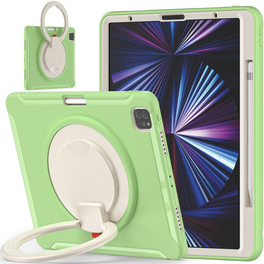 For iPad Pro 12.9 2022 / 2021 Shockproof TPU + PC Protective Tablet Case with 360 Degree Rotation Foldable Handle Grip Holder & Pen Slot(Matcha Green) - iPad Pro 12.9 (2022/2021) Cases by buy2fix | Online Shopping UK | buy2fix
