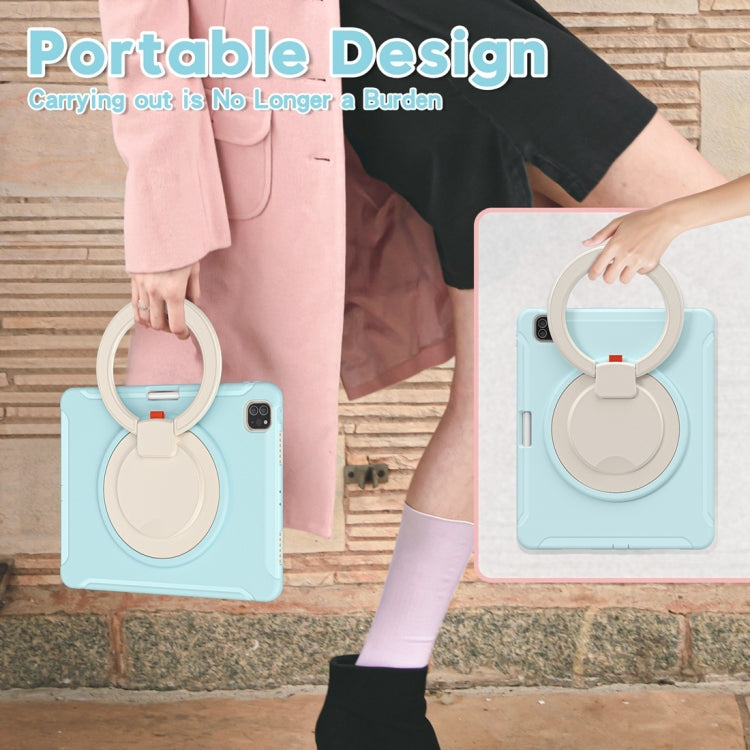 For iPad Pro 12.9 2022 / 2021 Shockproof TPU + PC Protective Tablet Case with 360 Degree Rotation Foldable Handle Grip Holder & Pen Slot(Ice Crystal Blue) - iPad Pro 12.9 (2022/2021) Cases by buy2fix | Online Shopping UK | buy2fix