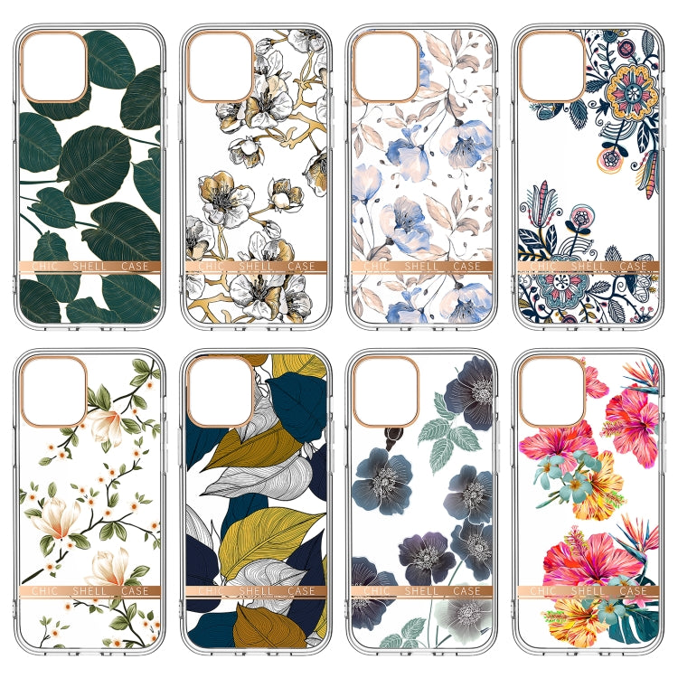 For iPhone 12 Pro Max High Translucent Electroplating Flower Pattern TPU + PC Shockproof Case(Po-phase Flowers) by buy2fix