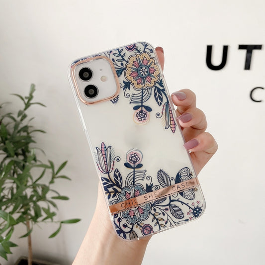 For iPhone 11 Pro High Translucent Electroplating Flower Pattern TPU + PC Shockproof Case (Po-phase Flowers) by buy2fix