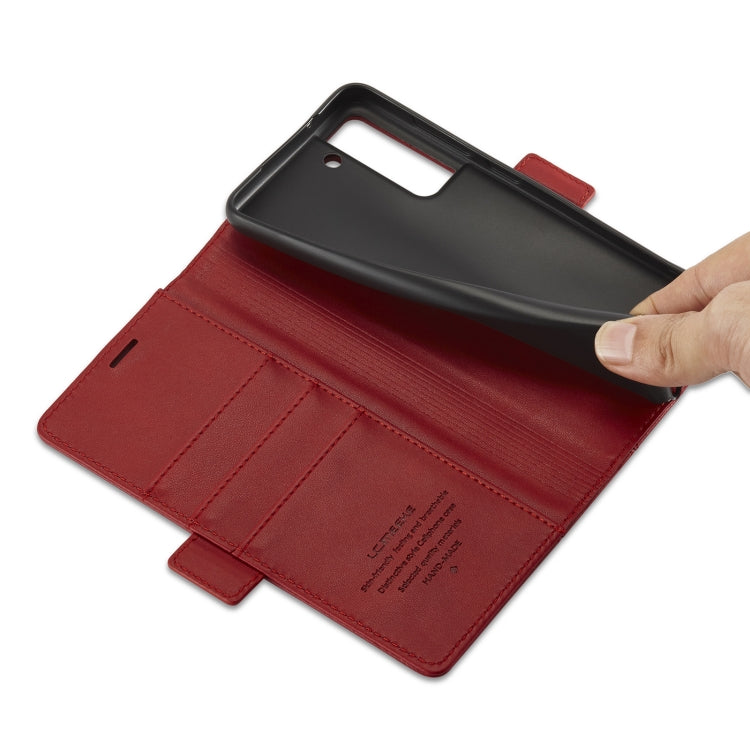 For Samsung Galaxy S21+ 5G LC.IMEEKE Magnetic Buckle PU + TPU Horizontal Flip Leather Case with Holder & Card Slots & Wallet(Red) - Galaxy S21+ 5G Cases by LC.IMEEKE | Online Shopping UK | buy2fix