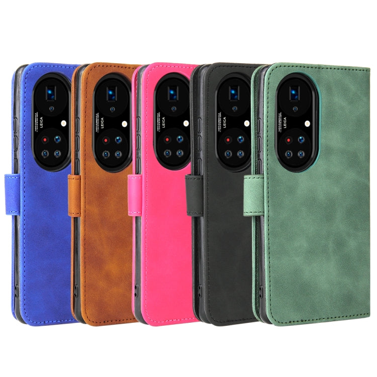 For Huawei P50 Pro Solid Color Skin Feel Magnetic Buckle Horizontal Flip Calf Texture PU Leather Case with Holder & Card Slots & Wallet(Blue) by buy2fix
