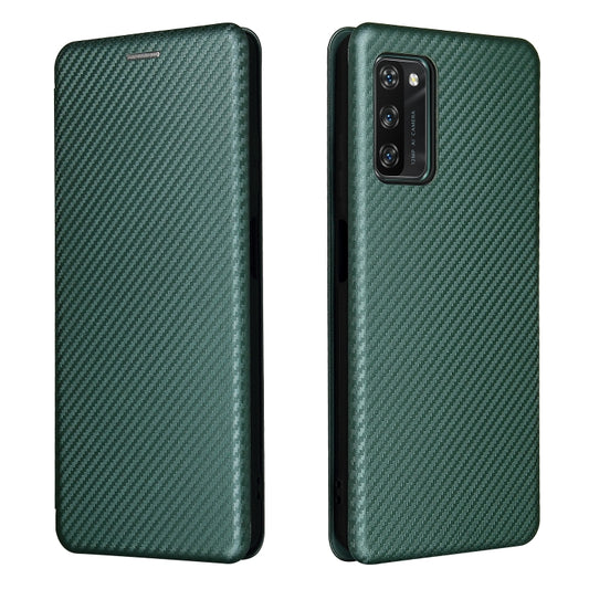 For Blackview A100 Carbon Fiber Texture Horizontal Flip TPU + PC + PU Leather Case with Card Slot(Green) by buy2fix