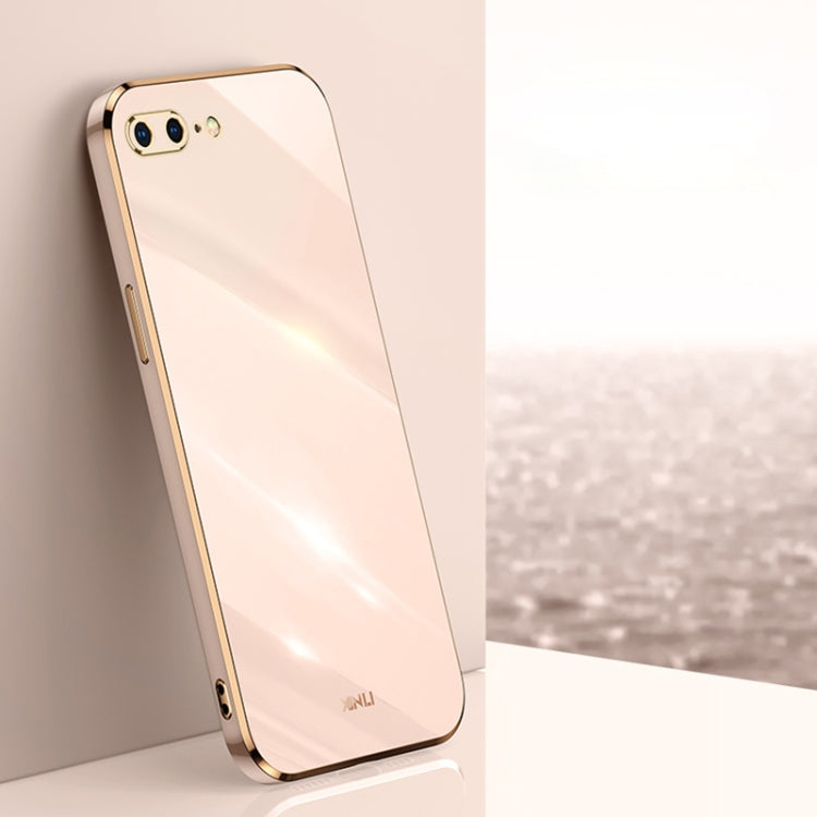 XINLI Straight Edge 6D Electroplate TPU Phone Case For iPhone 8 Plus / 7 Plus(Pink) - More iPhone Cases by XINLI | Online Shopping UK | buy2fix