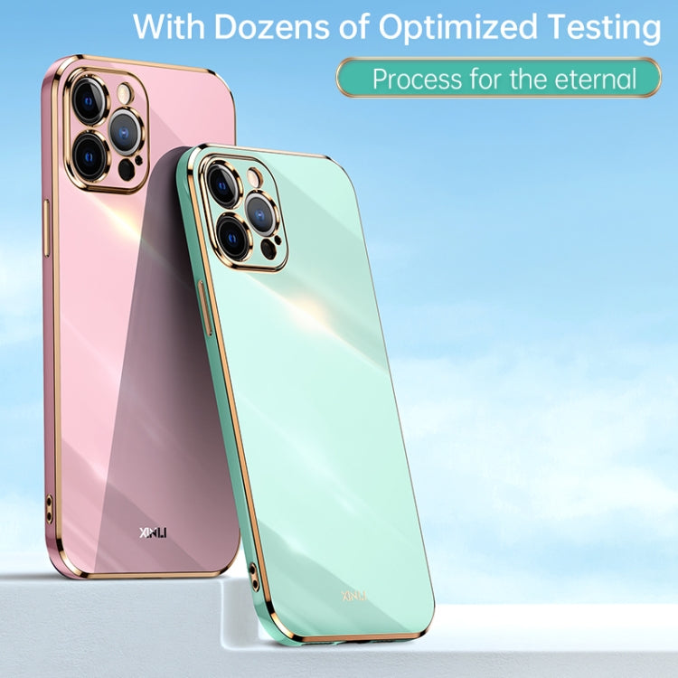 For iPhone 12 Pro Max XINLI Straight Edge 6D Electroplate TPU Phone Case(Cherry Purple) - iPhone 12 Pro Max Cases by XINLI | Online Shopping UK | buy2fix
