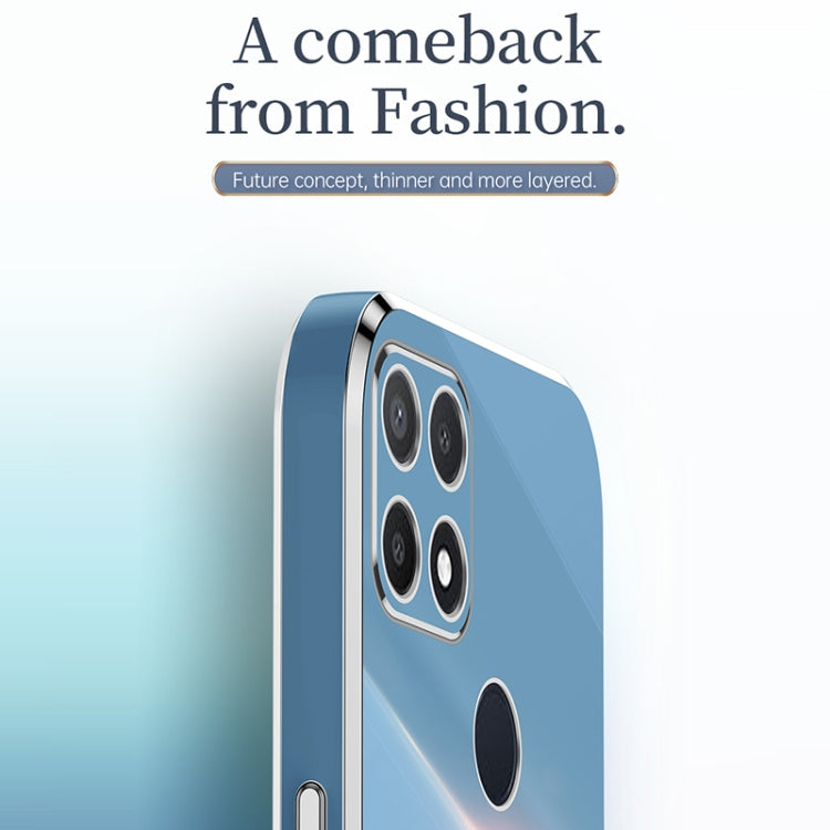 For OPPO A15 XINLI Straight Edge 6D Electroplate TPU Phone Case(Mint Green) by XINLI