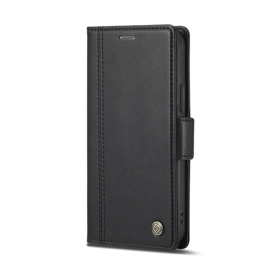 For iPhone 12 / 12 Pro LC.IMEEKE Magnetic Buckle PU + TPU Horizontal Flip Leather Case with Holder & Card Slots & Wallet(Black) by LC.IMEEKE